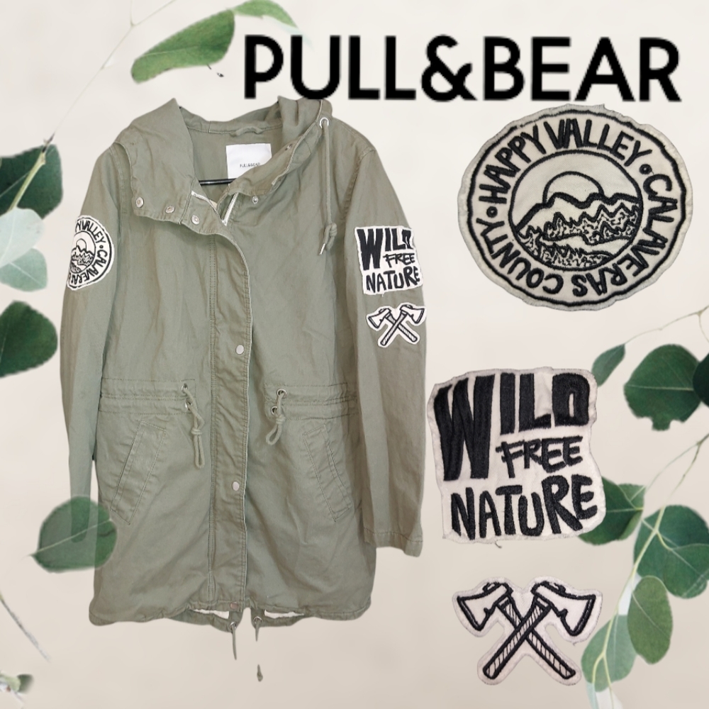 Pull & Bear Army Jacket With Patches